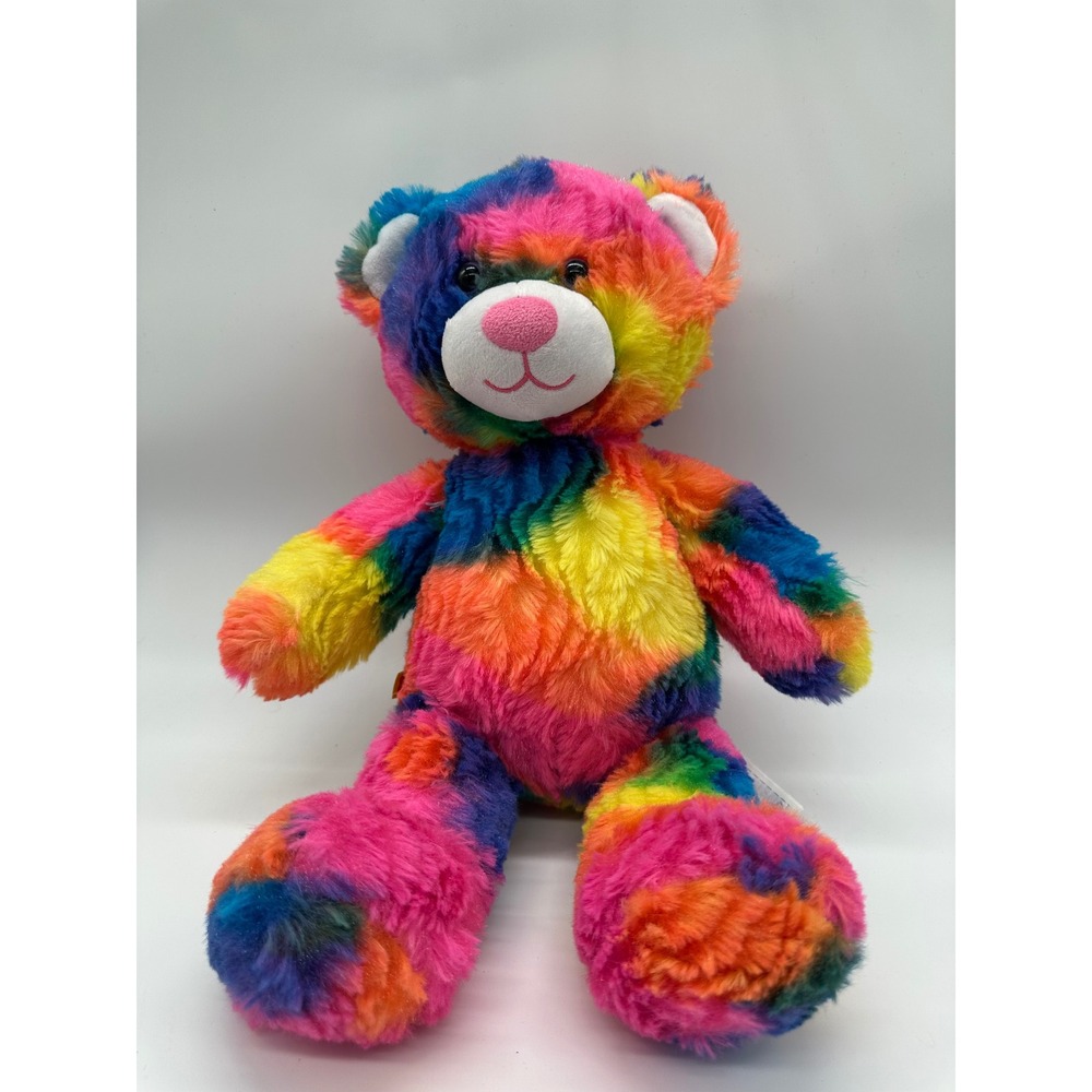 Build a Bear Workshop Rainbow Tie Dye Teddy Bear Plush Stuffed Animal Toy - Picture 1 of 6